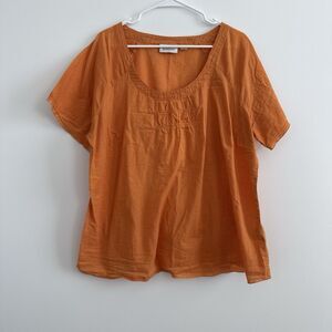 Avenue Women’s Plus Size 2X Orange Blouse Top Lightweight Cotton Summer Basic